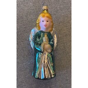 Christborn Hand Blown Glass Christmas Ornament Angel Candle Hand Painted Germany